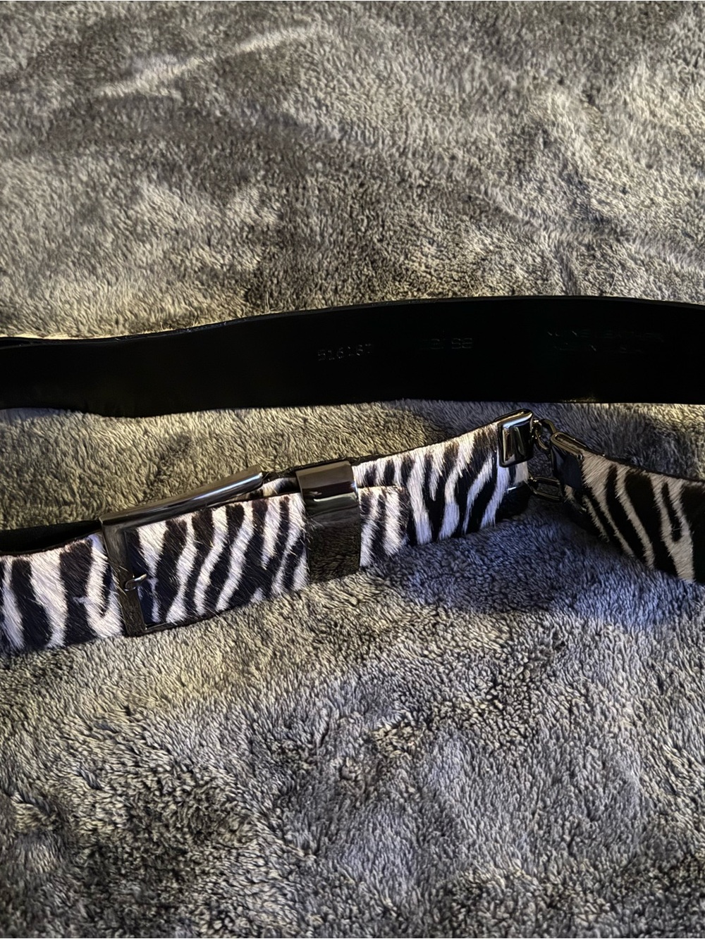 Zebra Print Wide Fashion Belt with Silver Hardware